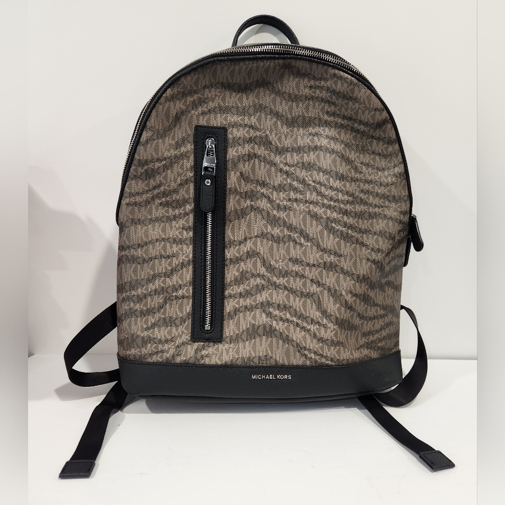 Michael Kors Hudson Mens Commuter Slim Animal Print Logo Laptop Backpack Coated